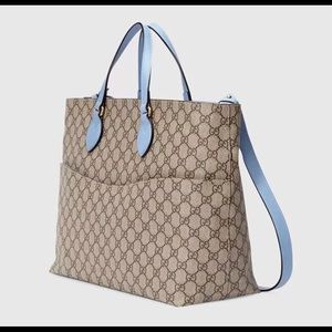 GUCCI 'GG' Diaper Bag, Blue Leather (ID # 188645)